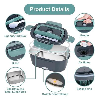 Electric Lunch Box Portable Stainless Steel Meal Tray Preservation Food Heating Dinner Box Food Heated Warmer Container Set