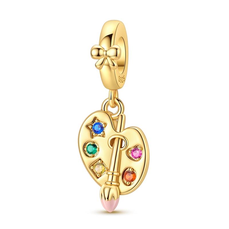 Original 925 Sterling Silver Charms Painter Bead Starry Sky Paint Palette Pendant Fit Original Bracelets For Women DIY Gift