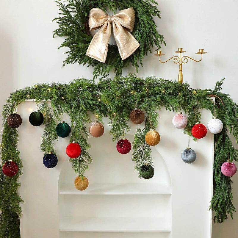 Christmas Tree Ornament 8cm 12 Velvet Christmas Balls Dot Wrap Cloth Ball Christmas Decorations Hanging Ornaments