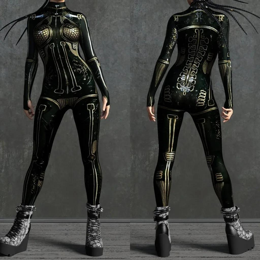 3D Digital Printing Stage Performance Costumes Adults Halloween Events Carnival Theme Party Cosplay Outfit Pretend Game Jumpsuit