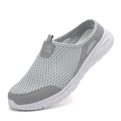 Herren Sommer Mesh Herrenschuhe große Größe 47 atmungsaktive Meshschuhe ein Pedal weiche Sohle leicht großes Mesh halbe Pantoletten Lazy Stoffschuhe