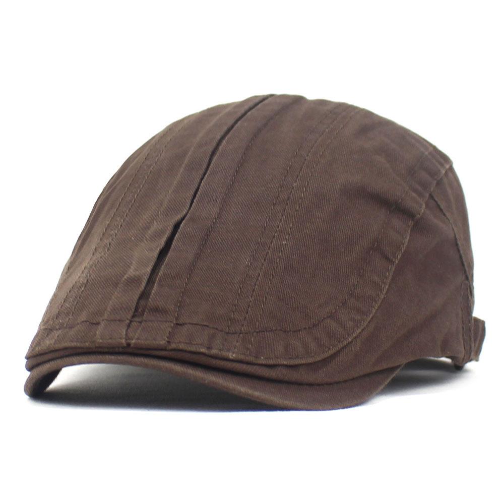 Hat Men's Cotton Beret Adjustable Bent Cap Solid Color Fashion Forward Hat