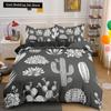Cactus King Queen Duvet Cover Succulents Bedding Set for Kids Teens Adults Green Botanical Flowers 2/3pcs Polyester Quilt Cover