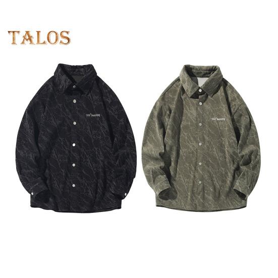 Φθινοπωρινό Φθινοπωρινό Ανδρικό Πουκάμισο Ρετρό Αμερικάνικου Στυλ Κορδούρο Κέντημα Ιαπωνικού Στυλ Φαρδύ Μονόπετο Μακρυμάνικο Μήκους Μέσης Πέτο Μπλούζα