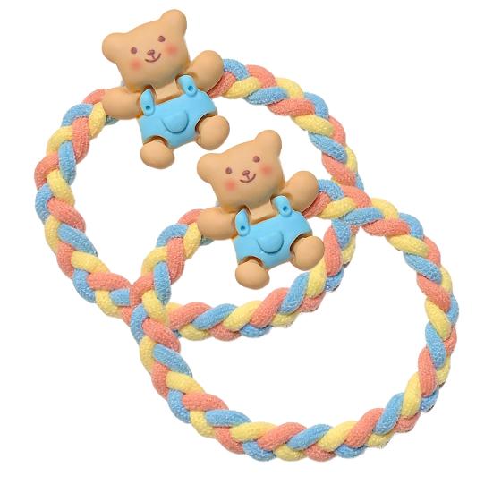 2 Stück Haargummis Weiche Geflochtene Elastische Haarbänder mit Cartoon Harz Tier Zubehör Kratzfrei Mädchen Kinder Pferdeschwanz