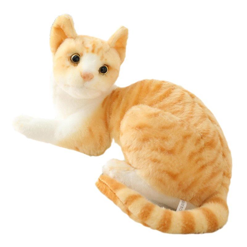 Yuzu Sweet Plush Cat Doll Realistic Grey And White Kitty Toy