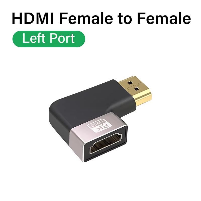 8K HDMI 2.1 Cable Adapter 90 Degree Right Angle Male To Female Connector 4K 8K HDMI Extender for TV Stick PS4 PS5 Xbox PC Laptop