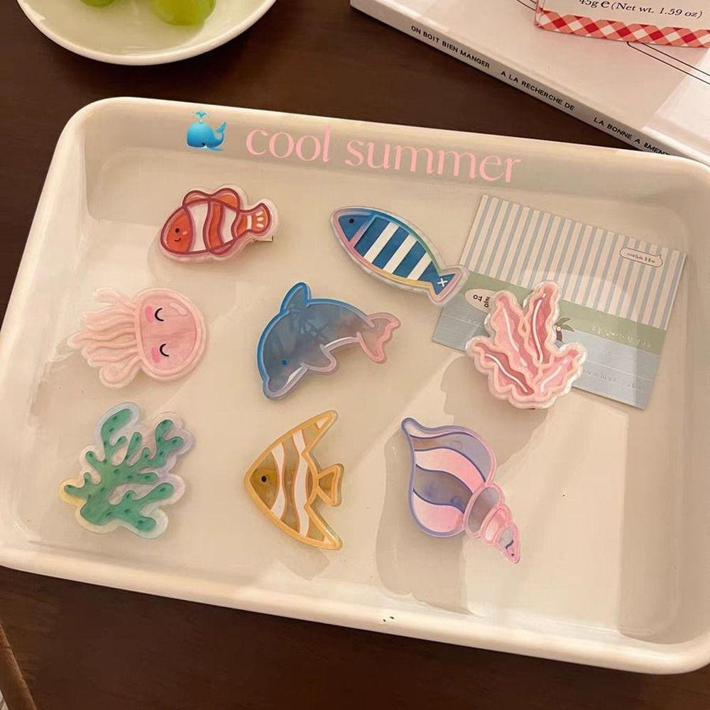 Conch Ocean Fish Hairpin Seaweed Animal Duckbill Clip Elegant Dolphin Hair Clips  Daily