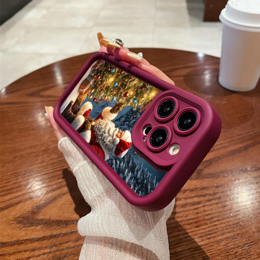 N105 Christmas Happy New Year Art Soft Angel Eyes Phone Cases for iPhone 16 15 14 13 11 Pro Max 8 7 6s Plus 12 Mini XR XS Max SE Shockproof Cover