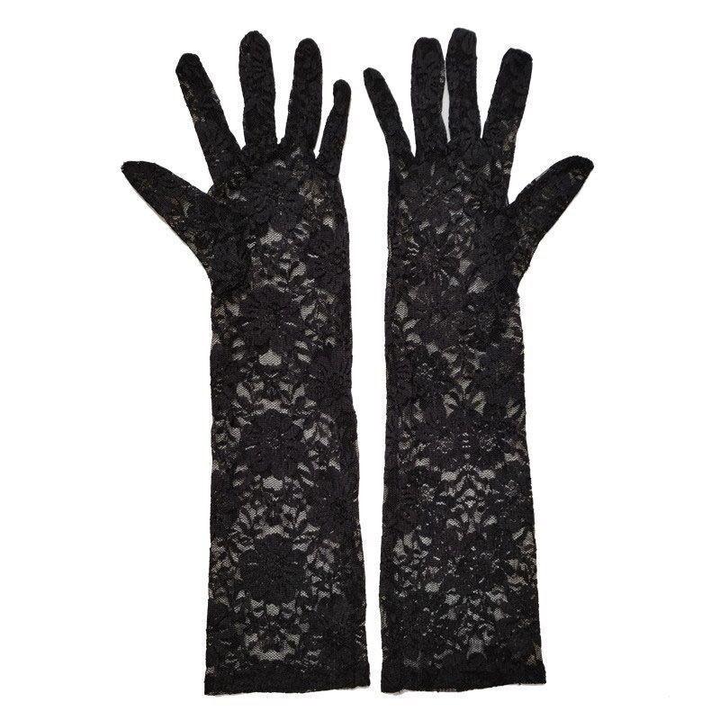 Black Silk Mesh Wedding Lace Gloves for Women's Evening Dress, Wedding Veil, Pure Erotic and Sexy Photo Sleeve, Sleeveless Dress
