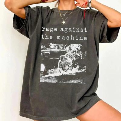 Rage Against The Machine Pattern Unisex T-shirt, Daily Outdoor Retro Unisex T-shirt, Fan Commemorative Printed T-shirt - Men'...