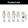Pack of 5 Miniature Silver Nutcrackers Figurine Charm Accessories Wood Hanging Pendant Holiday Decoration Supplies