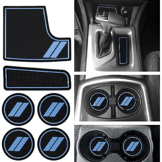 Bonbo Anti-Dust Mats for Dodge Charger 2015- | 6-Piece Fit Cup Holder Pads Set | Eco-Friendly Silicone Non-Slip Interior Accessories (Pink)
