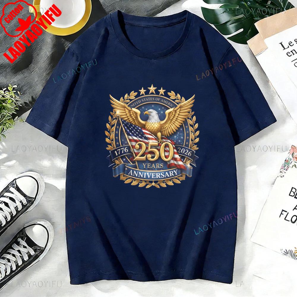 USA 250th Anniversary 17762026 America 250 Emblem Semiquincentennial 4th of July Tops 2026 Patriotic Eagle Unisex Women Tees S