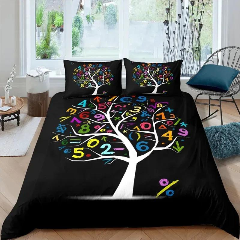 Tree of Life Duvet Cover Set Botanical Branches Leaves Bedding Set Psychedelic Mysterious Colorful Plant Polyester Quilt Cover