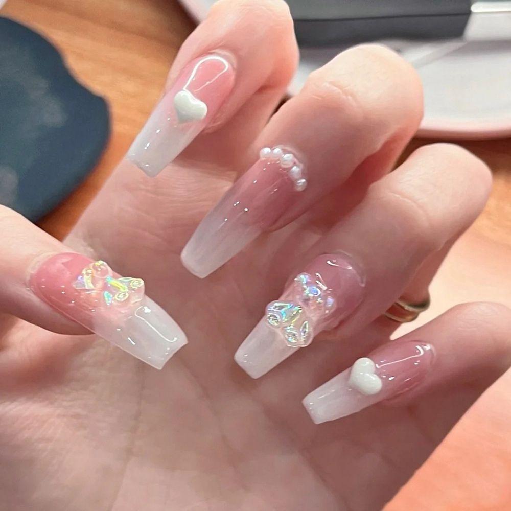 

24 шт./кор., искусственные ногти с полным покрытием для балерины, носимые накладные ногти, накладные ногти в виде гроба