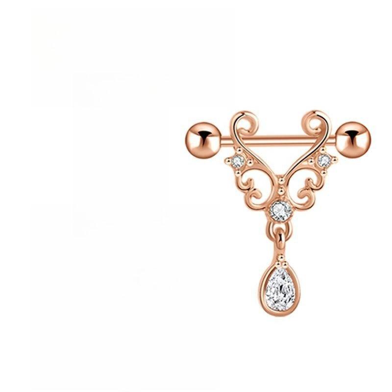 Sexy Nipple Ring Rhinestone Dangle Chain Body Piercing Barbell Jewelry