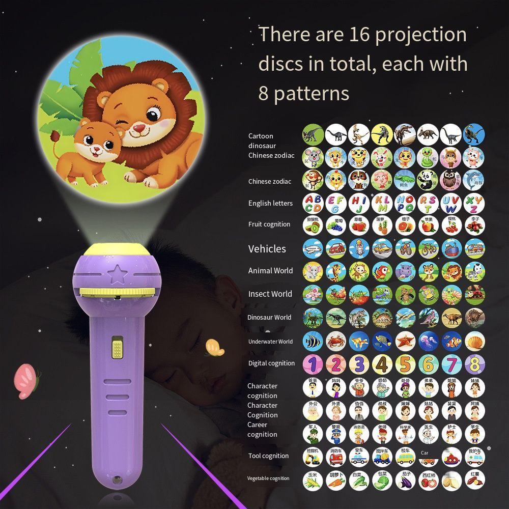 Early Education Children Projector Flashlight 128 Patterns Baby Projector Torch Bedtime Story