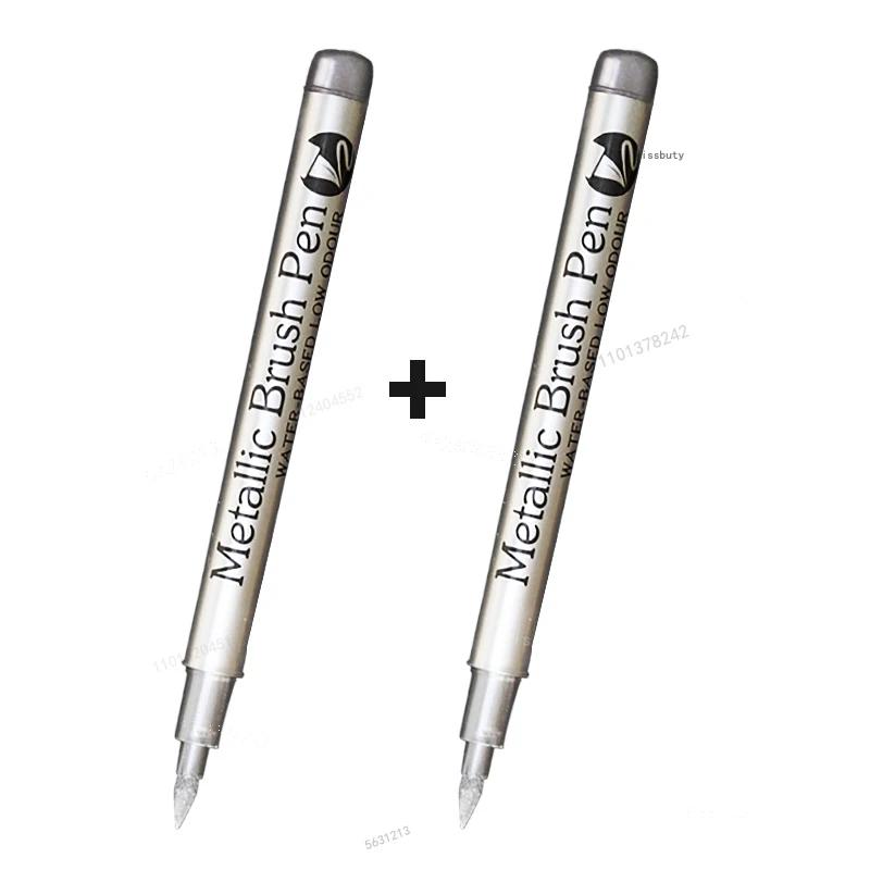 1/3 Stück Pinsel Metallische Marker Stifte Gold Silber Kupfer Permanent Kunst Farbe Marker Stift für Bastelarbeiten Scrapbooking Stoff Kunstbedarf