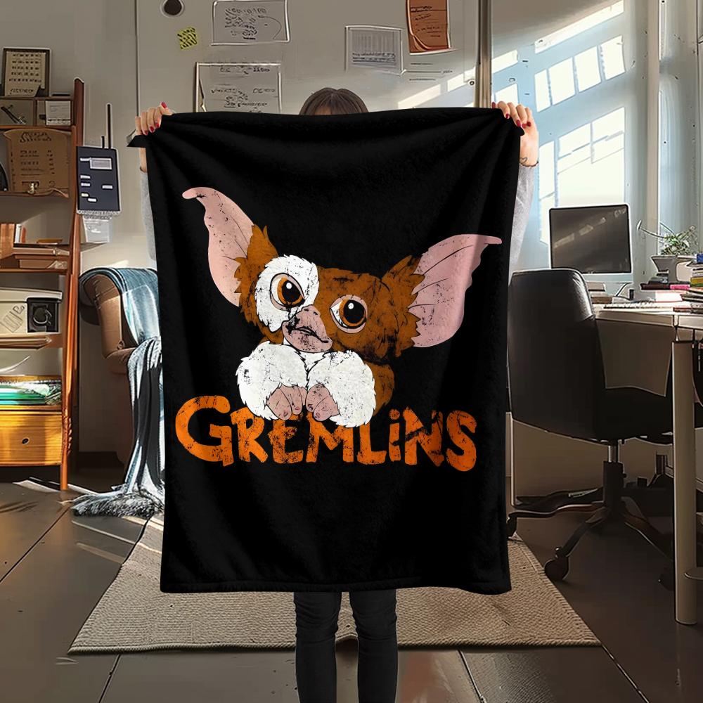 1PC Gremlins Print Flannel Blanket, High quality All Seasons, Home Decor, Warmth and Comfort, Perfect for Christmas Gifts