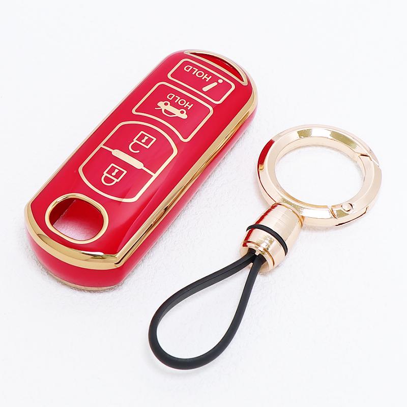 Gold Edge Tpu 4 Buttons Shell Fob Holder Bag Remote Car Key Case Cover For Mazda Cx-7 Cx-9 Axela Atenza 2 3 5 6 7 Cx-3 Cx-4 Cx-5
