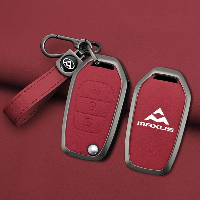 Interior Mouldings Zinc Alloy Leather Car Key Case Cover For SAIC MAXUS T60 Keychain Remote Auto Protection Guard Shell Fob Hold
