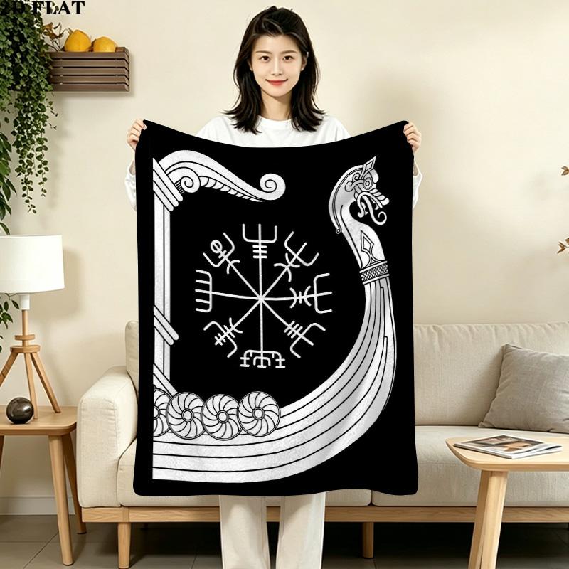 1PC Raven Patterned Flannel Blanket Suitable For All Seasons For Home Decor Warmth And Comfort Gifts Holiday Present