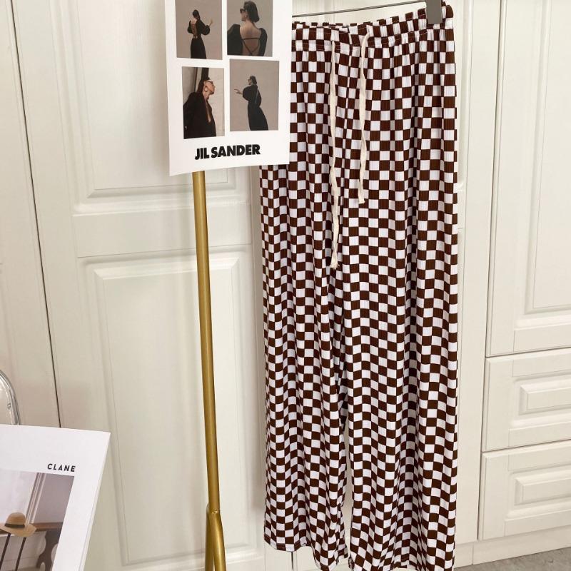 VEZFAA Women's Fashion Casual Plaid Print High Waist Trousers Pants & Capris
