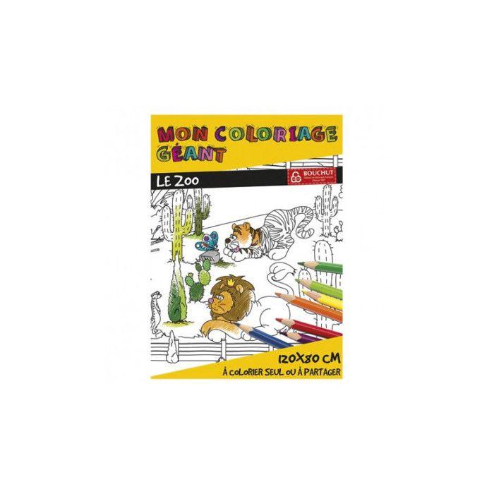 Poster À Colorier - Le ZOO - 120x80 Cm - Noir Et Blanc - Papier Offset 150g/m2 - Pour Enfants