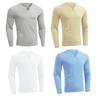 Autumn Spring Men Sport Top Slim Fit V Neck Pullover Stretchy Long Sleeves Pure Color Mid Length Fitness Exercise Daily Wear Shirt