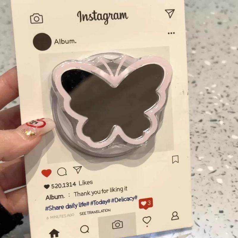 Korean Cute 3D Wings Makeup Mirror For Griptok Holder Phone Finger Ring Stand Support For 17 16 15 14 13 Bracket