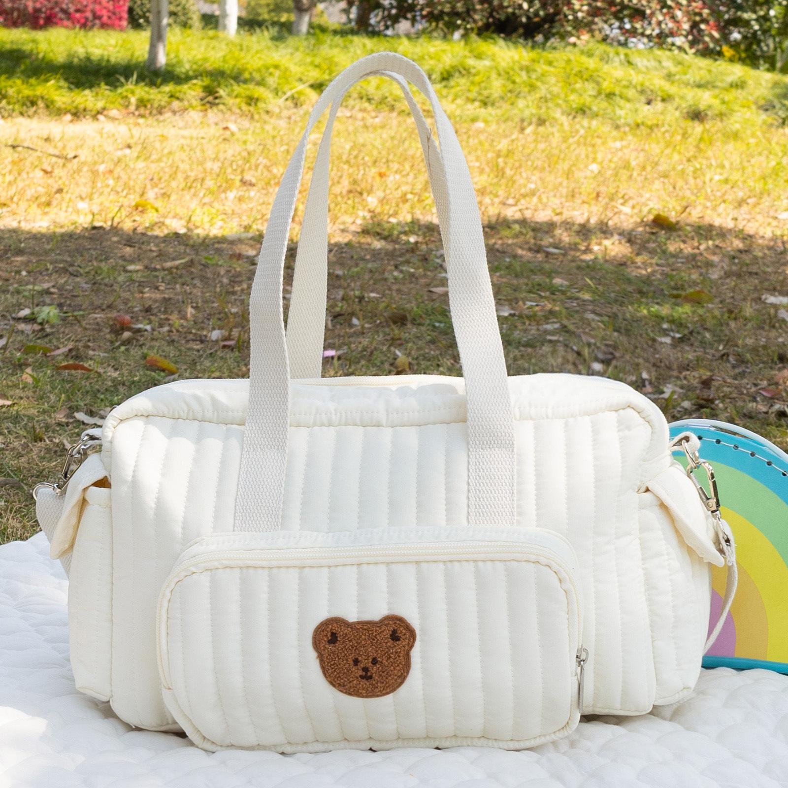 Quilted Mommy Bag Multifunction Diaper Bag Tote with Shoulder Strap Baby Diaper Bag for Boys & Girls