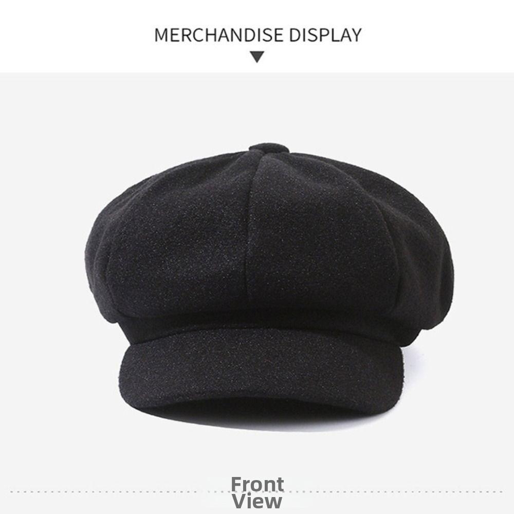 Woolen Fabric Baker Cap Solid Color Beret Hat Fashion Octagonal Cap  Autumn Winter