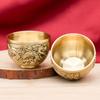 Brass Dragon & Phoenix Cup: Embossed Tea Mug with Hundred Blessings Design - Office Treasure Gathering Basin Ornament