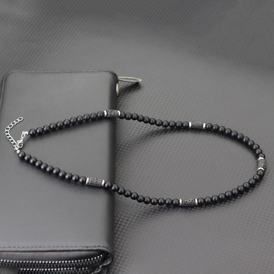 

New Natural Stone Men Necklace 6mm Tiger Eyes Volcanic Rock Beads Collar Healing Neck Jewelry Accessories Perfect Gift For Him