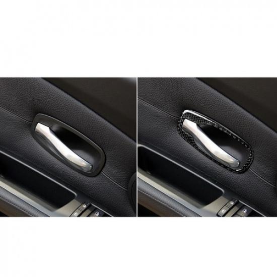 Carbon Fiber Interior Door Handle Cover Trim For BMW E60 5series 2006-2010