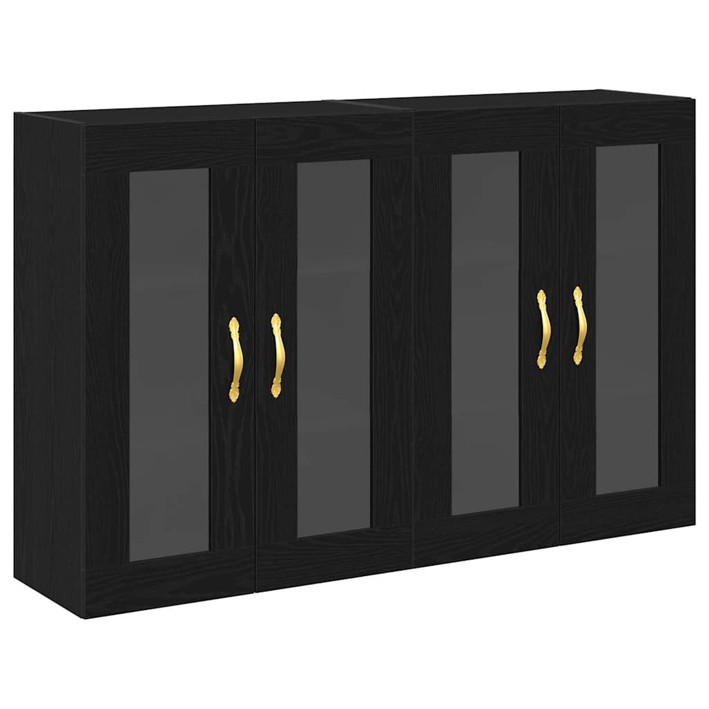 Wall Cabinets 2 pcs Black Oak Effect 69.5 x 34 x 90 cm