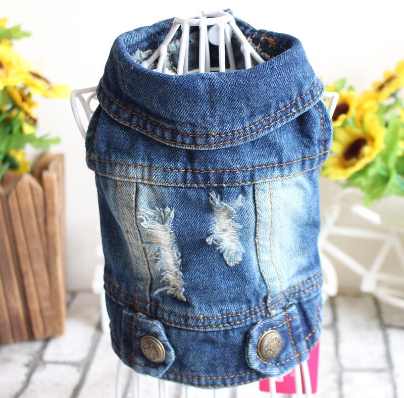 Pet Cake Ruffle Dress Cute Lightweight Dog Vest Bichon Teddy Small Dog Clothes Solid Dog Denim Jacket Pet Jean Coat
