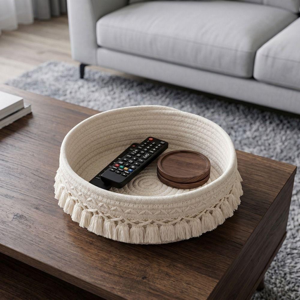 Large Capacity Cosmetic Storage Basket Cotton Rope Sundries Organizer for Household