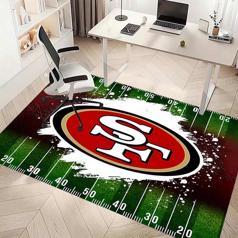 1 Stück San Francisco 49ers LOGO Druck Teppich - Weich, Waschbar, Rutschfest, Indoor-Matte, Wohnzimmer, Home-Office Dekorativer Teppich, Büro Dekorativ