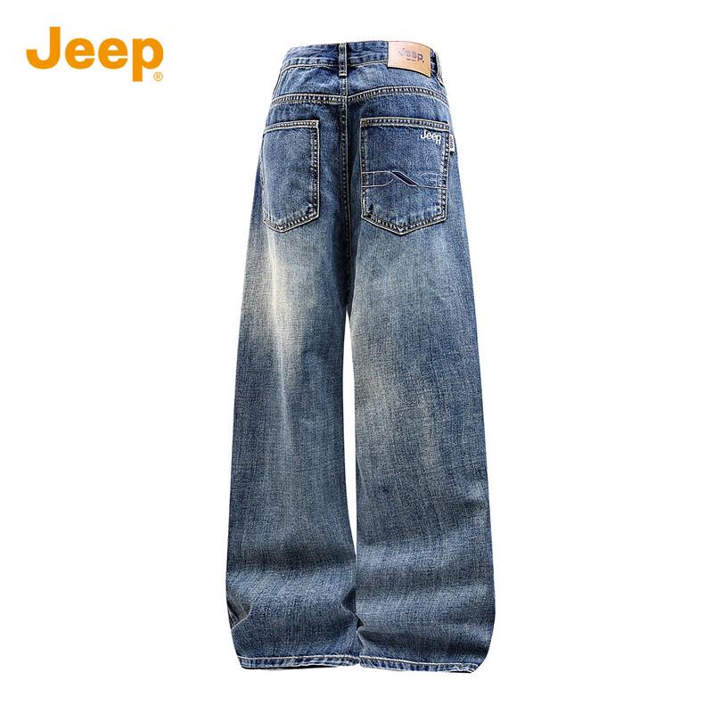 JEEP Men's Loose Fit Straight Jeans (Optional Fleece Lined)