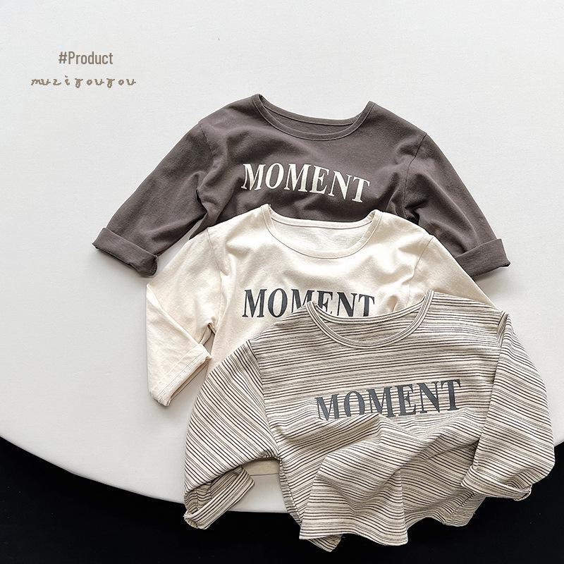 Boys' and Girls' Korean-Style Long-Sleeve T-Shirts - 2025 Spring/Autumn Collection for Small and Medium Kids with Printed Designs