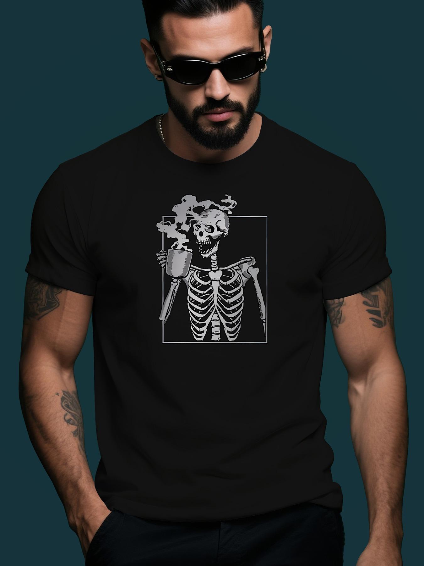 Gothic Skeleton Graphic Tshirt - Drinking Hot Water Desig... XL
