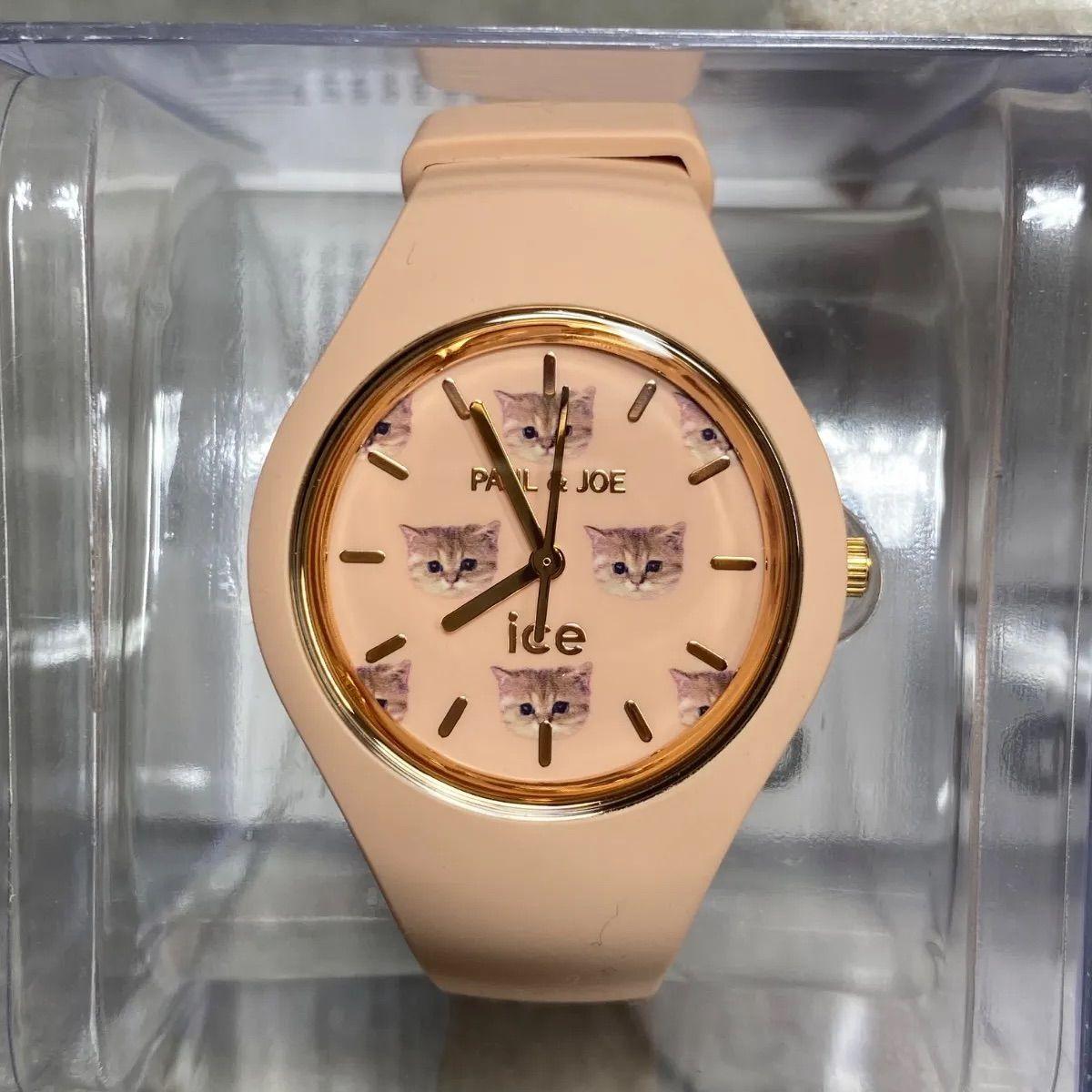 Used PAUL & JOE Ice Watch Collaboration Watch Cat Motif Nunet Apricot Orange Working Item