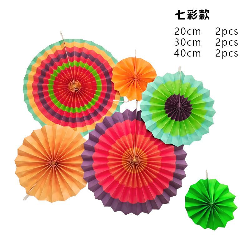 Wedding Wedding Round Paper Flower Fan Set Birthday Party Arrangement Paper Fan Folding Fan Pendant Pendant Spot
