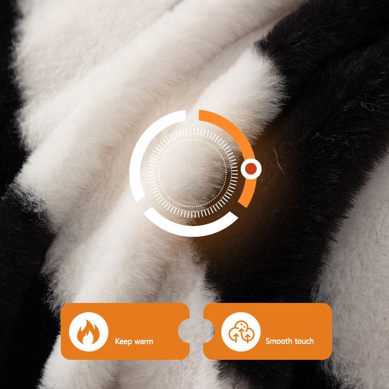 Faux Rabbit Velvet Zebra Patterned Sofa Towel Plush Warm Couch Slipcover For Autumn Winter Comfort Knee Blanket For Office Home