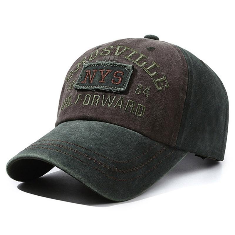 Spring Summer Men Baseball Cap Casual Distressed Washed Cotton Letter Embroidered Cap Bent Brim Dome Casual Sun Protection Hat