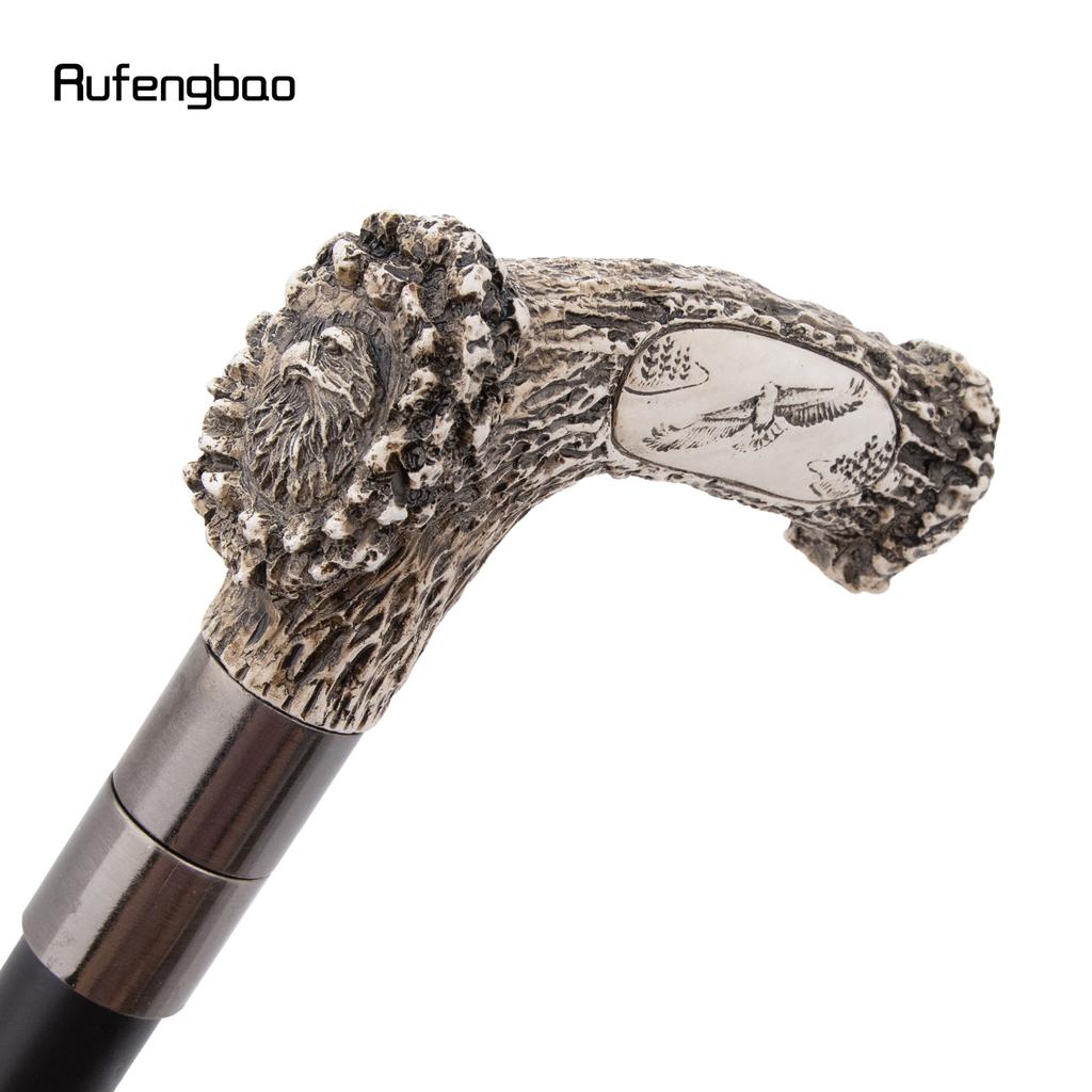 Silver Resin Eagle Tree Root Head Walking Cane Fashion Decorative Steel Stick Gentleman Elegant Cosplay Cane Knob Crosier 94cm