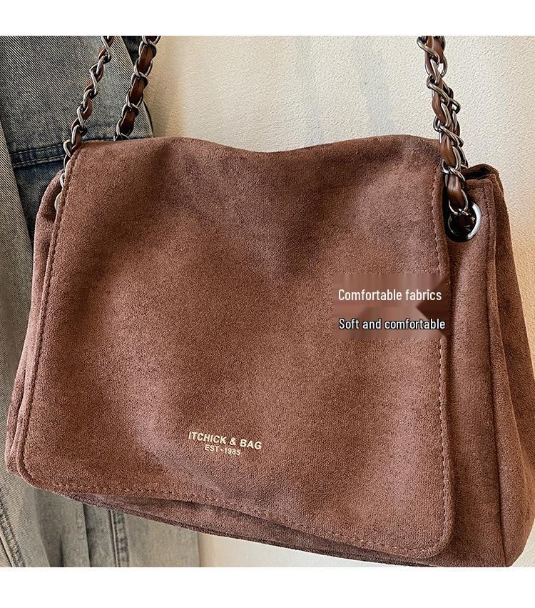 2025 Autumn/Winter Retro Matte Women's Versatile Single Shoulder Bag with Chain