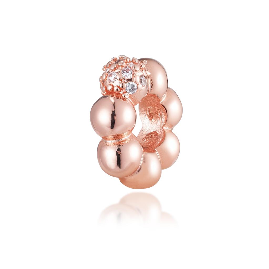New Rose Gold Color Charm For Women Shiny Cubic Zirconia Beads Heart Star Sun Diy Fit Original Silver 925 Bracelets Jewelry Gift